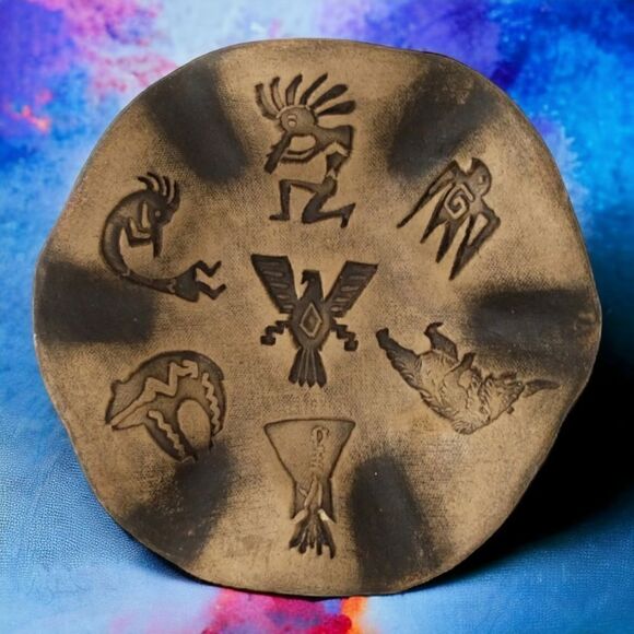 Native American Pottery Kokopelli Bowl SHORTY Fetish Bear Teepee Thunderbird Vtg - Picture 11 of 16